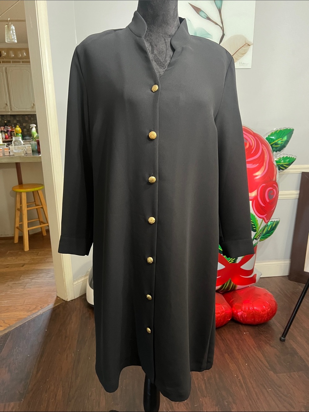 Classic Black Button-Front Women's Dress